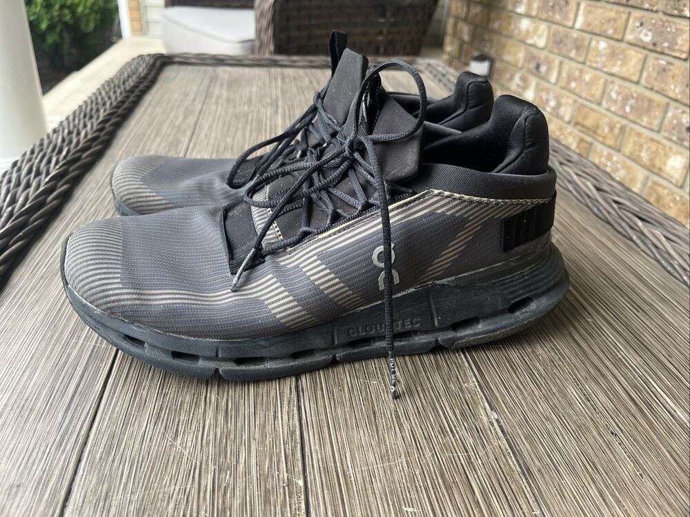 On Cloudnova Void Men’s Road Running Shoes Size 10.5 Eclipse Black Undyed White